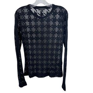 Black Long Sleeve Sheer Top